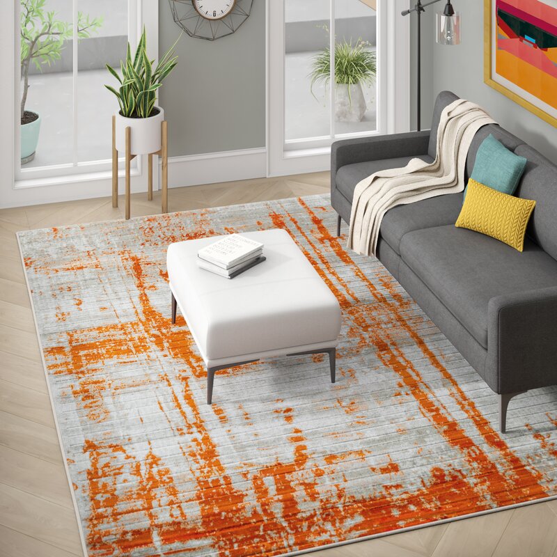 Hashtag Home Dahl Light Greyburnt Orange Area Rug And Reviews Wayfairca 8759